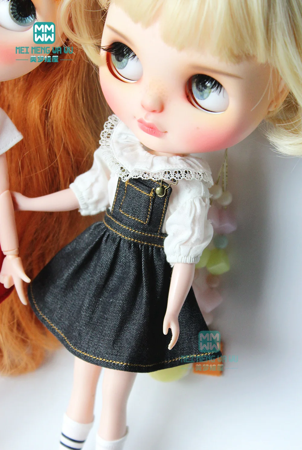 

Fits Blyth Azone 1/6 doll accessories fashion shirt, denim blue strap dress
