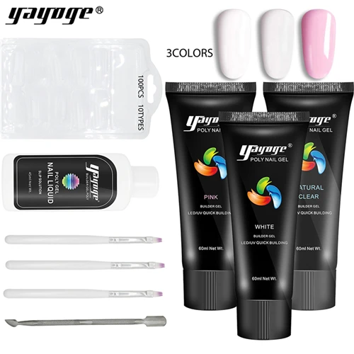 60ml-P27-S2 Yayoge поли гель набор для полировки ногтей быстрое строительство для наращивания ногтей набор гель-лака УФ светодиодный гель Лак Твердый гель полигель прозрачный - Цвет: 60ml-P27-S2