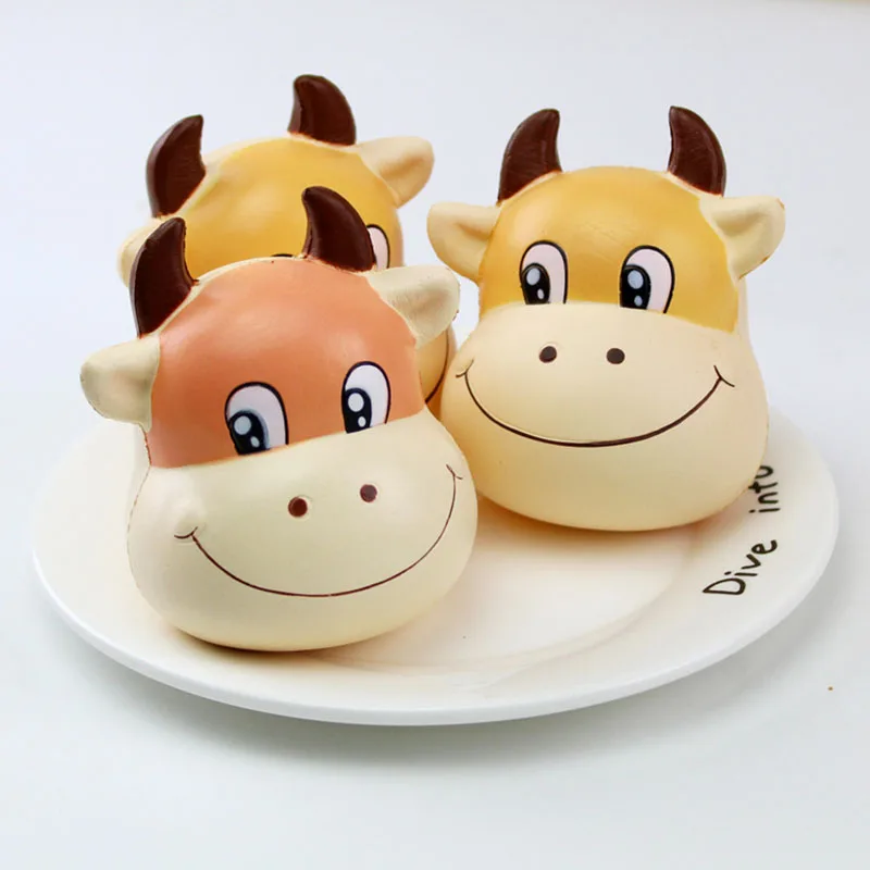 10 см Kawaii Милая голова коровы сжимаемая медленно поднимающаяся подвеска