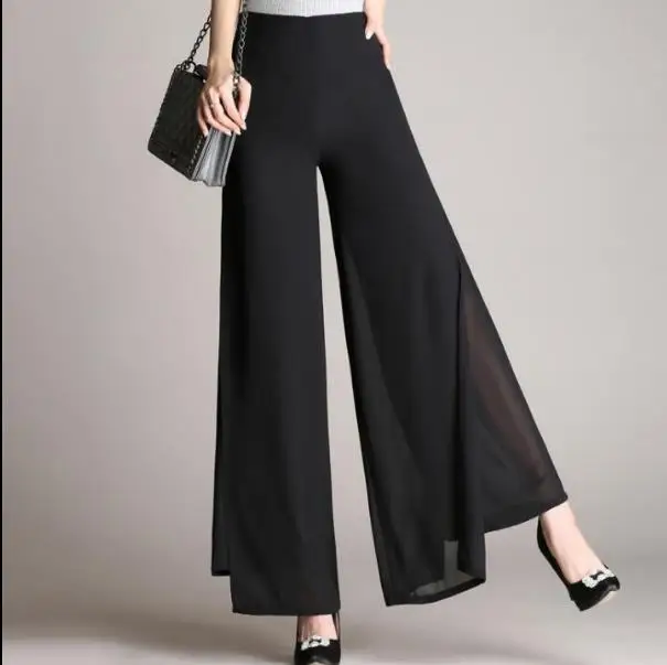 Женские шифоновые брюки с высокой талией повседневные штаны для танцев большие