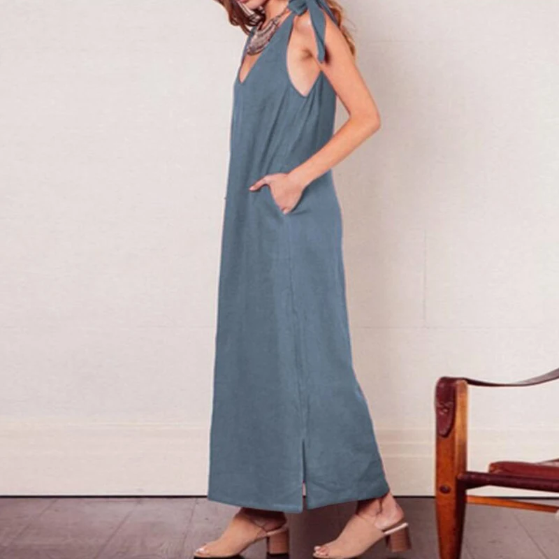 Женские вечерние платья летние сарафаны с разрезом модные мешковатые Макси