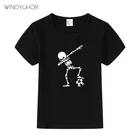 Детская летняя футболка Dab Dabbing со скелетом, смешные Мультяшные футболки с коротким рукавом для мальчиков и девочек, топы, детские футболки