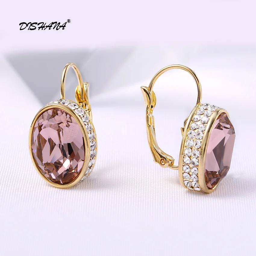 18k gold plated Кристальные Висячие серьги для женщин, роскошные серьги Mujer Moda золотого цвета, модные ювелирные изделия, геометрические массивные серьги для женщин E0177 - Окраска металла: 18k gold plated