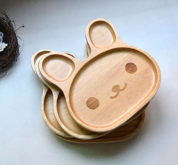Тарелка деревянная для детского десерта 20 х2 см|rabbit dish|natural wood platewood plate |