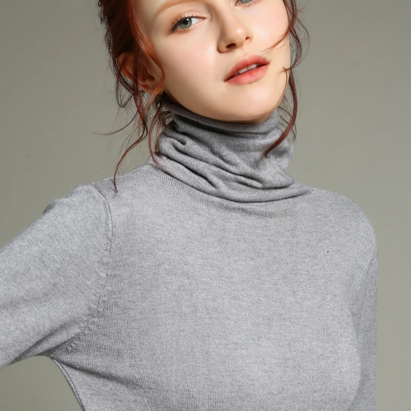 Autumn and winter new women's turtleneck sweater long-sleeved shirt solid color loose inside the knit bottoming | Женская одежда