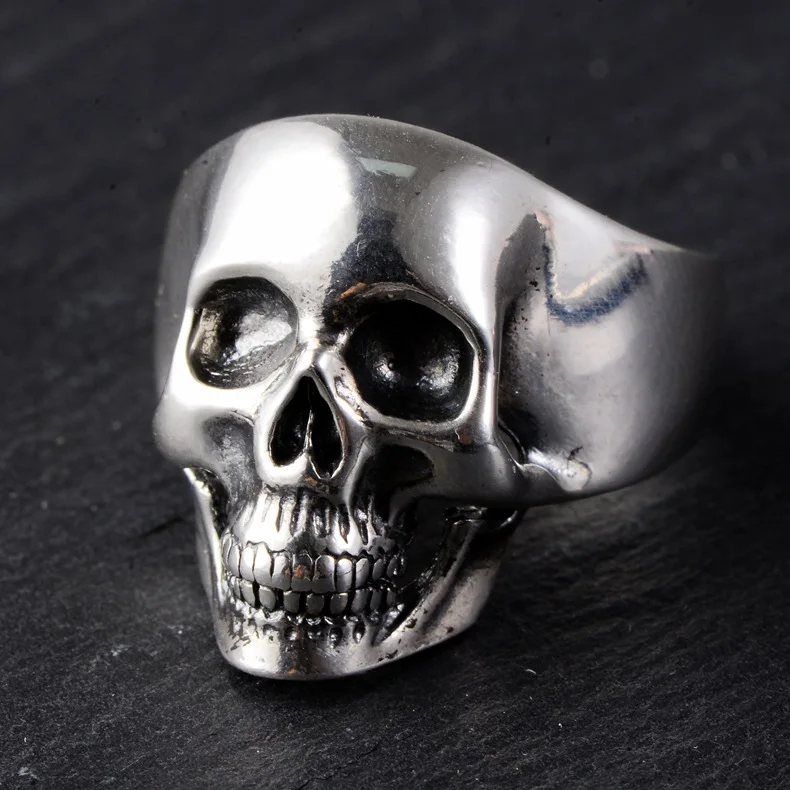 

S925 silver European and American trend rock skull personality fashion men ring
