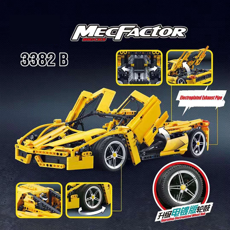 Новинка 3382 Technic гоночный автомобиль Enzo Ferraris 1:10 строительные блоки совместим с Bela 9186 8653 модель гонщика кирпичные игрушки для детей
