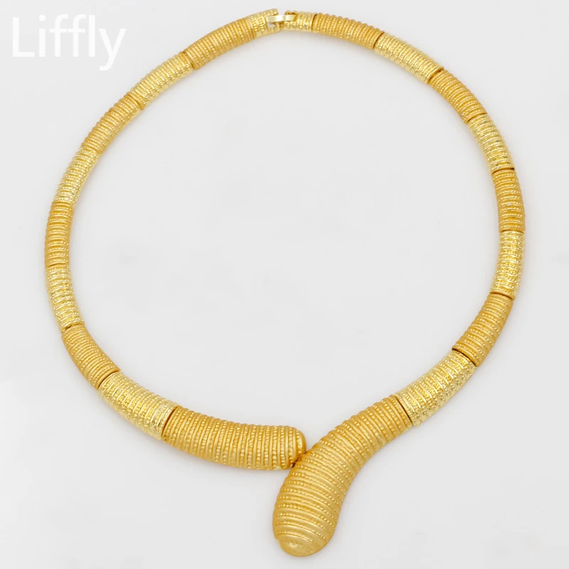 Модные женские 24 Золотые Ювелирные наборы свадебное ожерелье кольца серьги