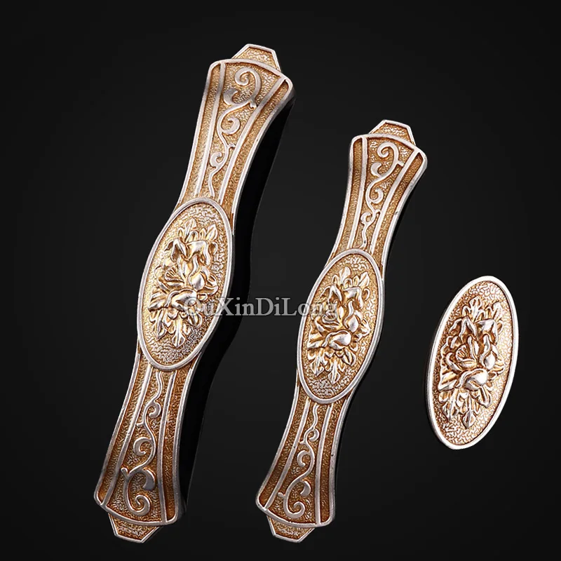 

Vintage 2PCS European Retro Carved Kitchen Cabinet Door Handles Cupboard Wardrobe Drawer Dresser Cabinet Pulls Handles and Knobs