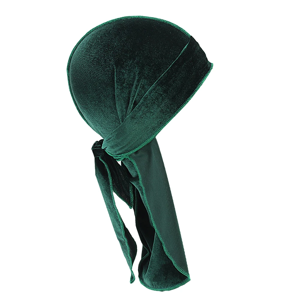 Women Men Long Tail Plain Velvet Bandana Turban Hat Durag Headwear Pirate Cap Head Wraps | Аксессуары для одежды