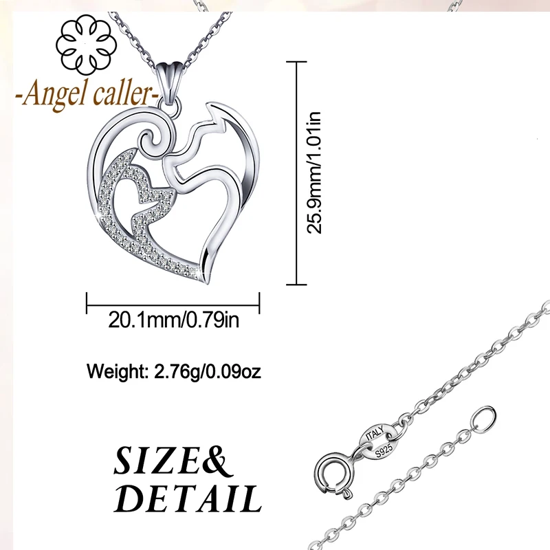 Женское ожерелье с подвеской в виде сердца Angel Caller из стерлингового серебра 925