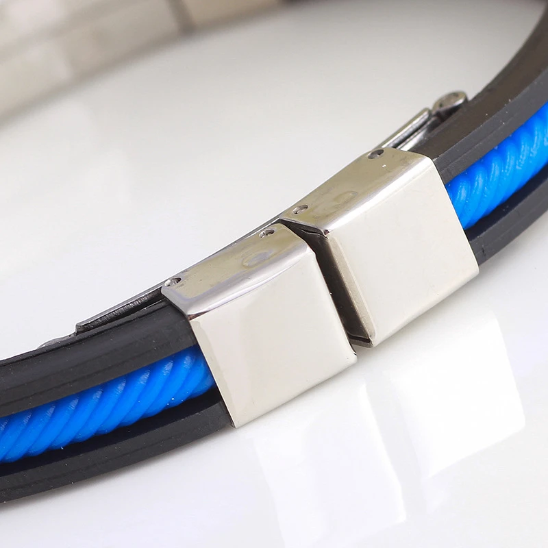 Новый силиконовый браслет в стиле панк мужские ювелирные изделия синяя