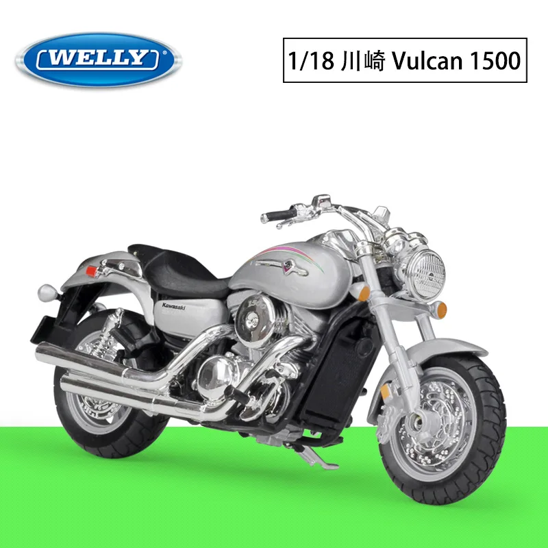 Vulcan 1500 Silver 1:18 Welly Suzuki Honda Triumph Yamaha Aprilia Norton литой мотоцикл - Цвет: Vulcan 1500 Silver