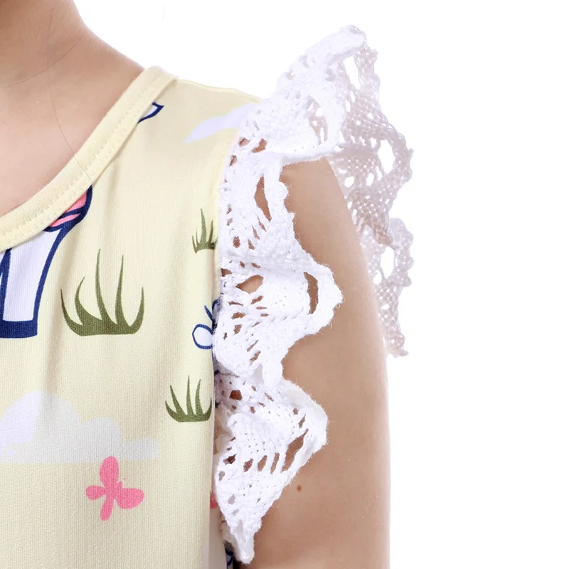 Kaiya Angel Girls Clothes Summer Dress Farm Baby Girl Lace Ruffle Princess Dresses 1-9 T | Детская одежда и обувь