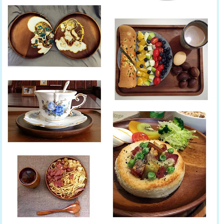 

Acacia Wood Pallet Rectangular Dish Plate Japan Style Natural Wood Trays for Fruits/Candies Multi-Use Table Decor Food Plates