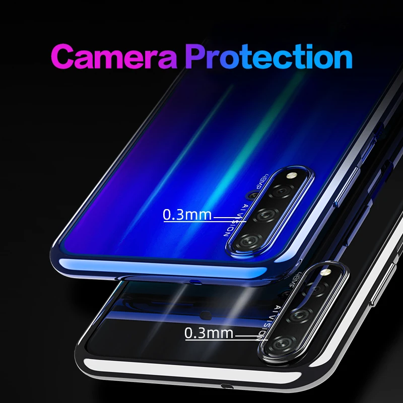Чехол MAKAVO для Huawei Honor 20 роскошный мягкий силиконовый прозрачный чехол с покрытием