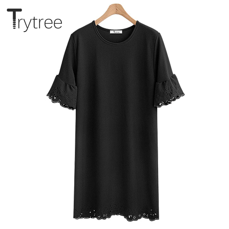 Летнее осеннее платье Trytree женское повседневное однотонное рубашка с коротким