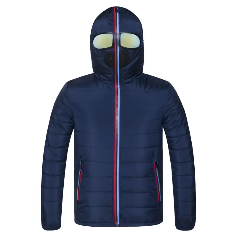 Dark Blue Брендовая одежда, мужская зимняя куртка, мужские парки с очками, мужское Стеганое пальто с капюшоном, парка, Мужская теплая непродуваемая куртка, пальто для влюбленных - Цвет: Dark Blue
