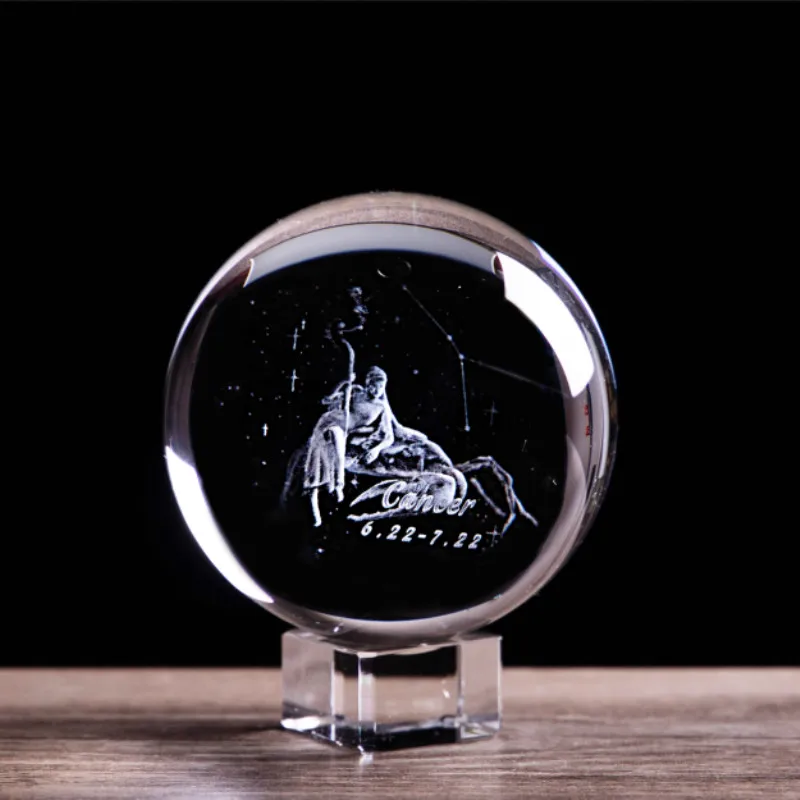 3D лазерная гравировка созвездие хрустальный шар ангел рак статуэтка Paperweight
