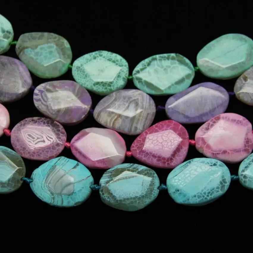 

9PCS/Strand,Polished Cuts Natural Mixed Colors Dragon Veins Achate Beads,Large Freeform Oval Slab Slice Loose Pendants Jewelry