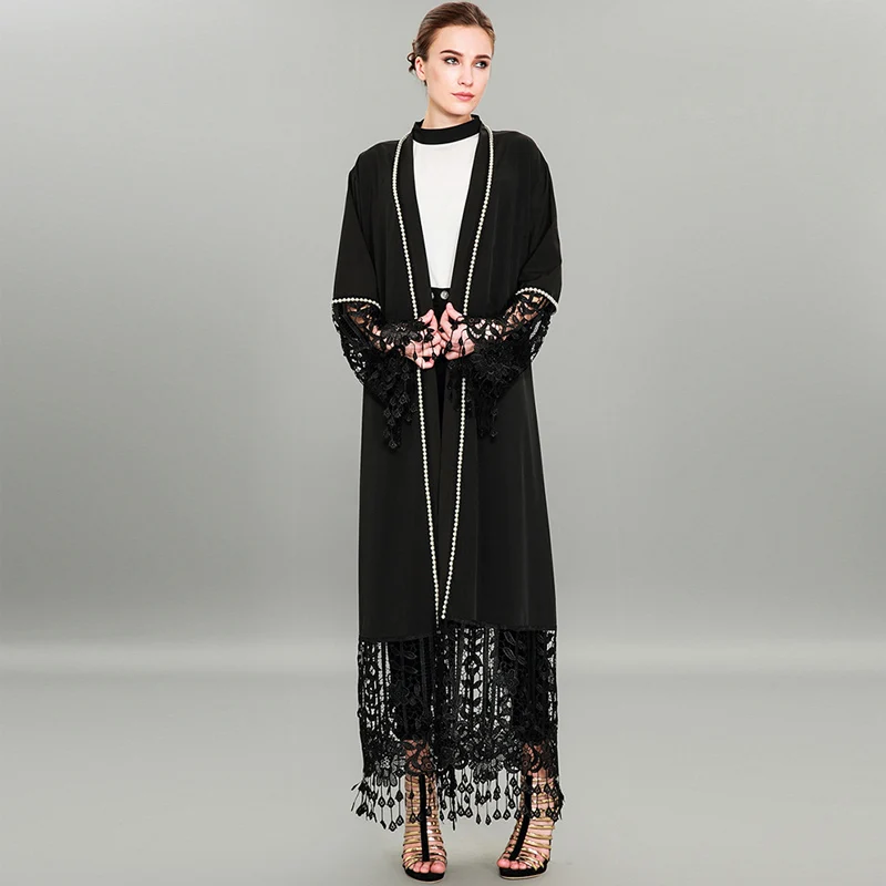 Плюс Размеры длинное кимоно Mujer 2019 мусульманский Абаи Для женщин длинные Бисер