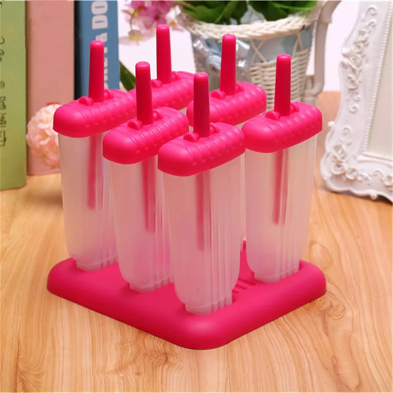 

3 Colors Homemade Ice Cream Molds 6 Cavities Silicone DIY Popsicle Mold Making Tool Juice Dessert Maker With Popsicle Sticks