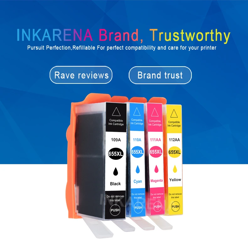 INKARENA 655 переработанного чернильного картриджа для hp 655 XL 655XL для hp с чернилами hp Deskjet 3525 5525 4615 4625 4525 6520 6525 6625 принтер