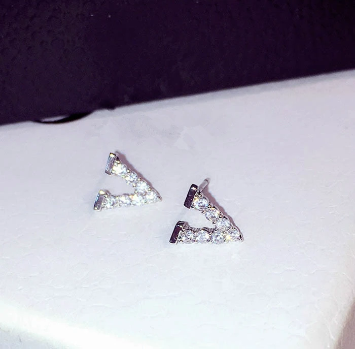 2020 великолепные серьги гвоздики цвета розового золота и серебра с буквенным V