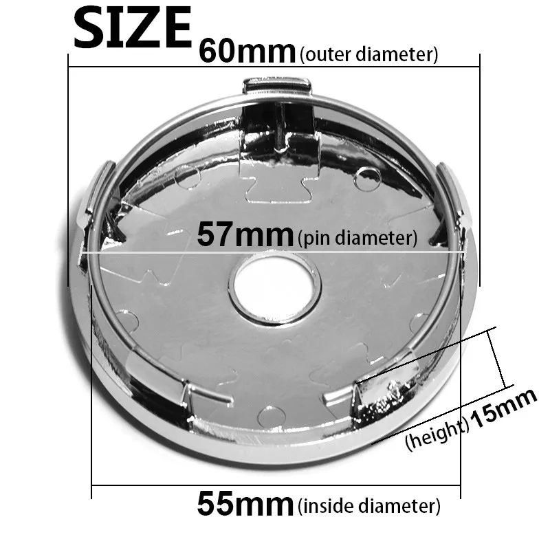 WholeSale 20pcs Car 60mm ABS Chrome Wheel Hub Centre Center Caps Base Auto Hubcaps Cover Without Logo Five Pins | Автомобили и