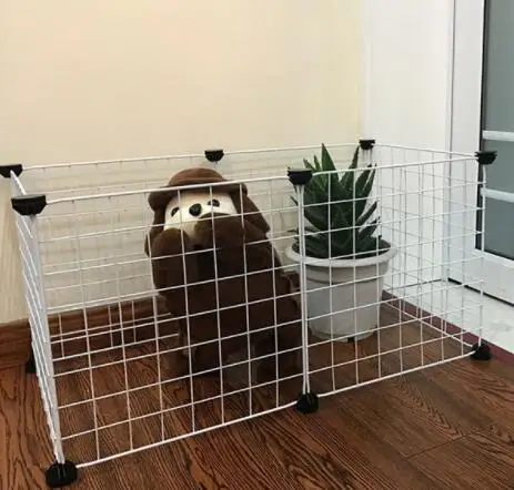 white without door DIY Домик для домашних животных складной детский манеж железный забор щенок питомник тренировка щенок котенок пространство Кролики/морская свинка/Ежик - Цвет: white without door