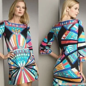 Шелковое облегающее платье без Epucci с геометрическим принтом яркое эластичное