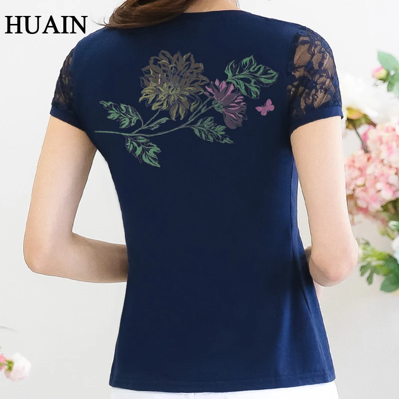 Футболка с цветочным принтом женская летняя 2019 Новая повседневная футболка