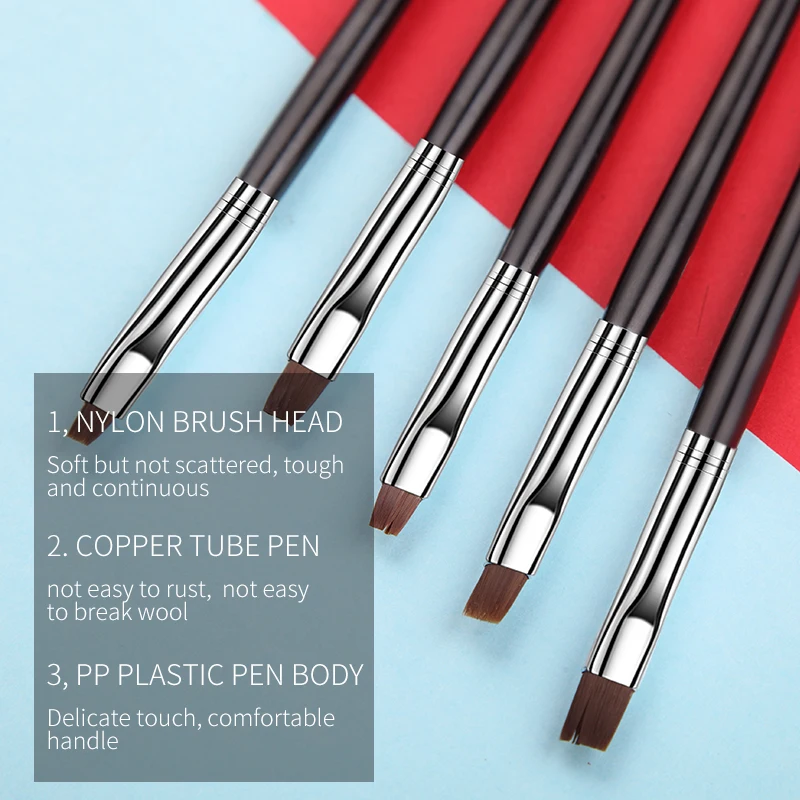 5Pc/Set Nail Art Flat Top Brush Gel Polish Tips UV Salon Pen DIY Painting Drawing Brushes | Красота и здоровье