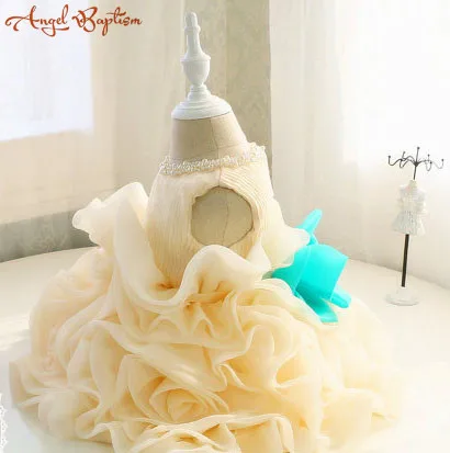 Кремовое платье для девочек с цветочным узором и рюшами бальное малышей наряд