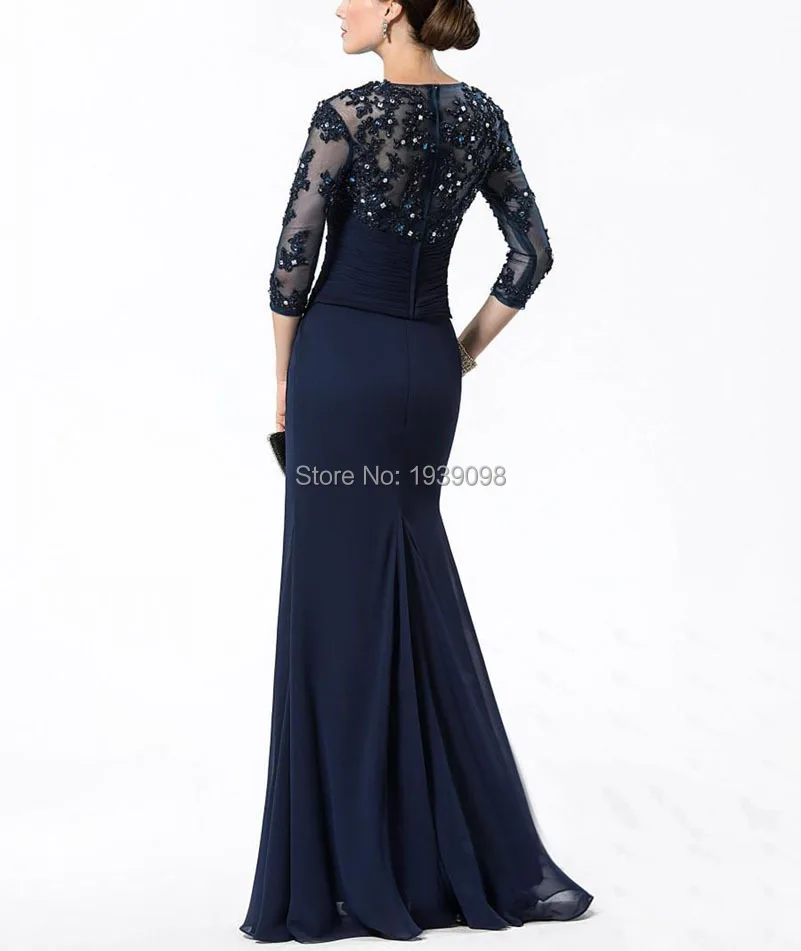 2016 Русалка Вечерние Платья Для Невесты Жених С Половина Рукава мать Бич Шифон