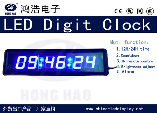 

Blue color LED Clock,Alarm Clock,Countdown Clock,1.8inch digits,12/24time farmat,for sport ,free shipping (HIT6-1.8B)