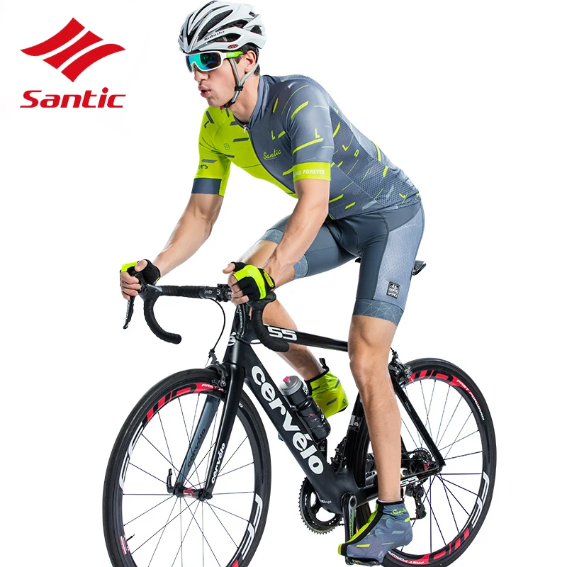 Santic Велоспорт Джерси Набор для мужчин 4D Губка Мягкий Pro велосипедная одежда