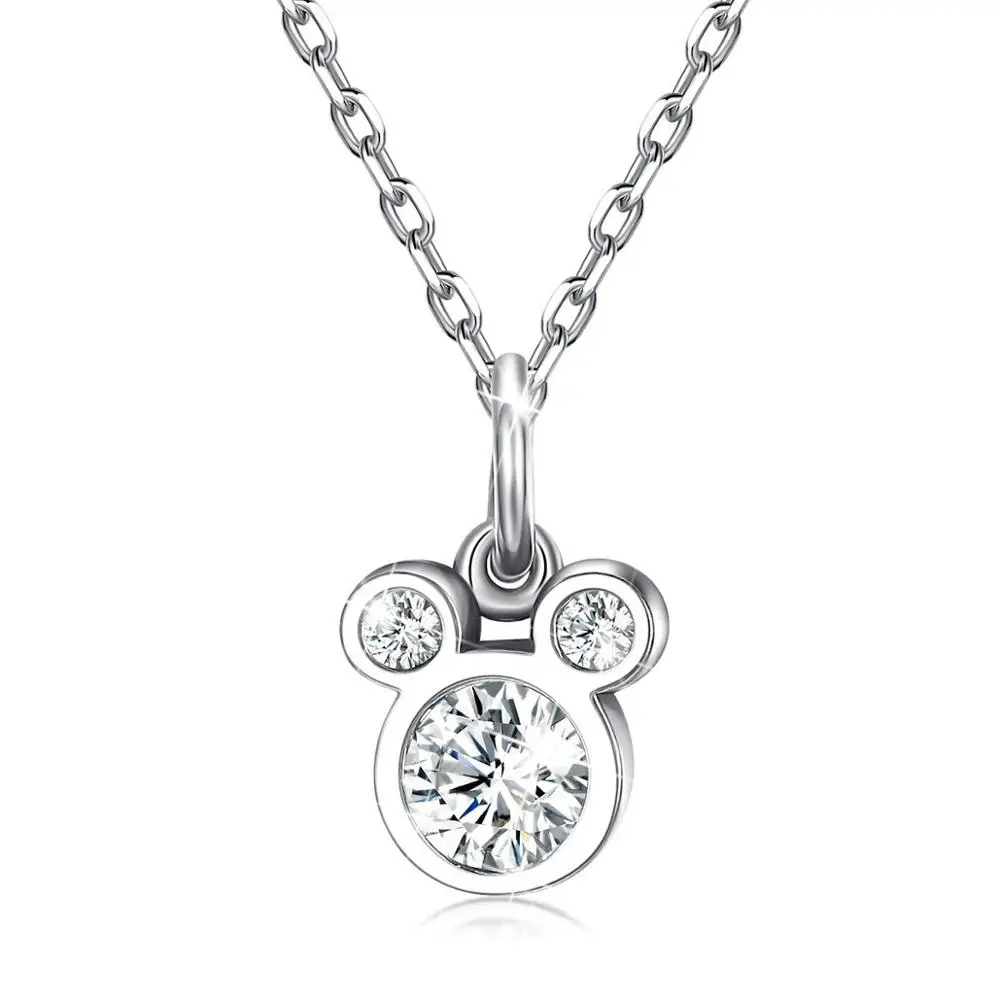 925 silver Yiustar модное мультяшное ожерелье с Микки Маусом, подвески, подвески, циркониевый кулон в виде мыши для женщин, колье, ювелирное ожерелье, подарок - Окраска металла: 925 silver
