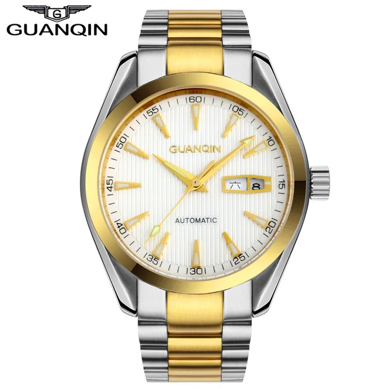 Mens Watches GUANQIN Clock Men Wristwatch Mens Automatic Self-Wind Hardlex Luminous Waterproof Luxury Mechanical Watch