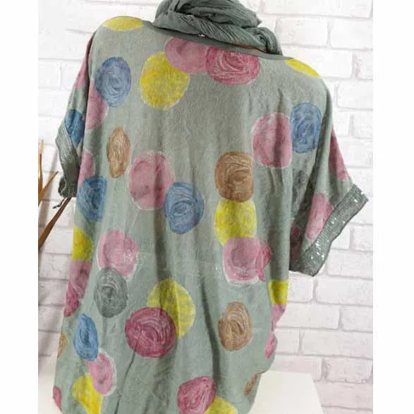 5Xl Women Summer Plus Size Shirts 2019 Short Sleeve Polka Dot Printed Blouses Streetwear O-Neck Casual |