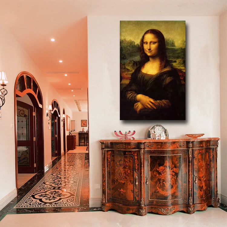 Картина на холсте HD без рамки настенная с изображением Моны Лизы Леонардо да