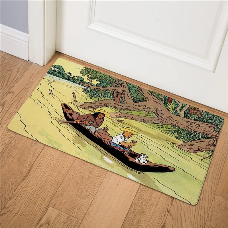 Мультяшный Tintin коврик для входной двери, Противоскользящий коврик для пола, маслостойкий кухонный ковер, коврик аниме, легко чистится, коврик для двери из ПВХ - Цвет: 3