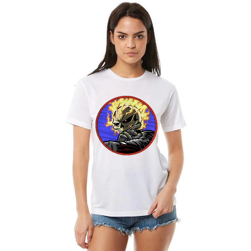 WT0412 Ghost Rider Sugarskull топы с круглым вырезом для женщин унисекс коротким рукавом