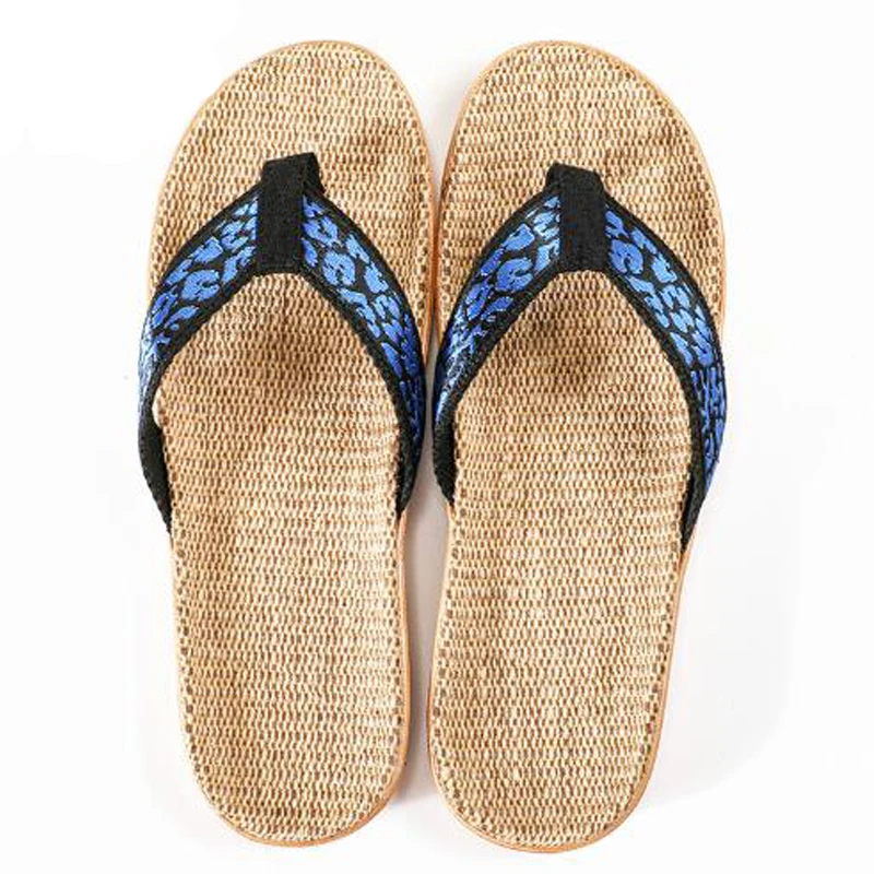 Новинка мужские летние льняные сандалии уличные леопардовые Вьетнамки