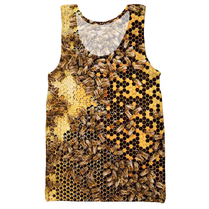 

bees hives 3D printed tank top for men fashion cool summer tank top work out men women tank tops halter tank top