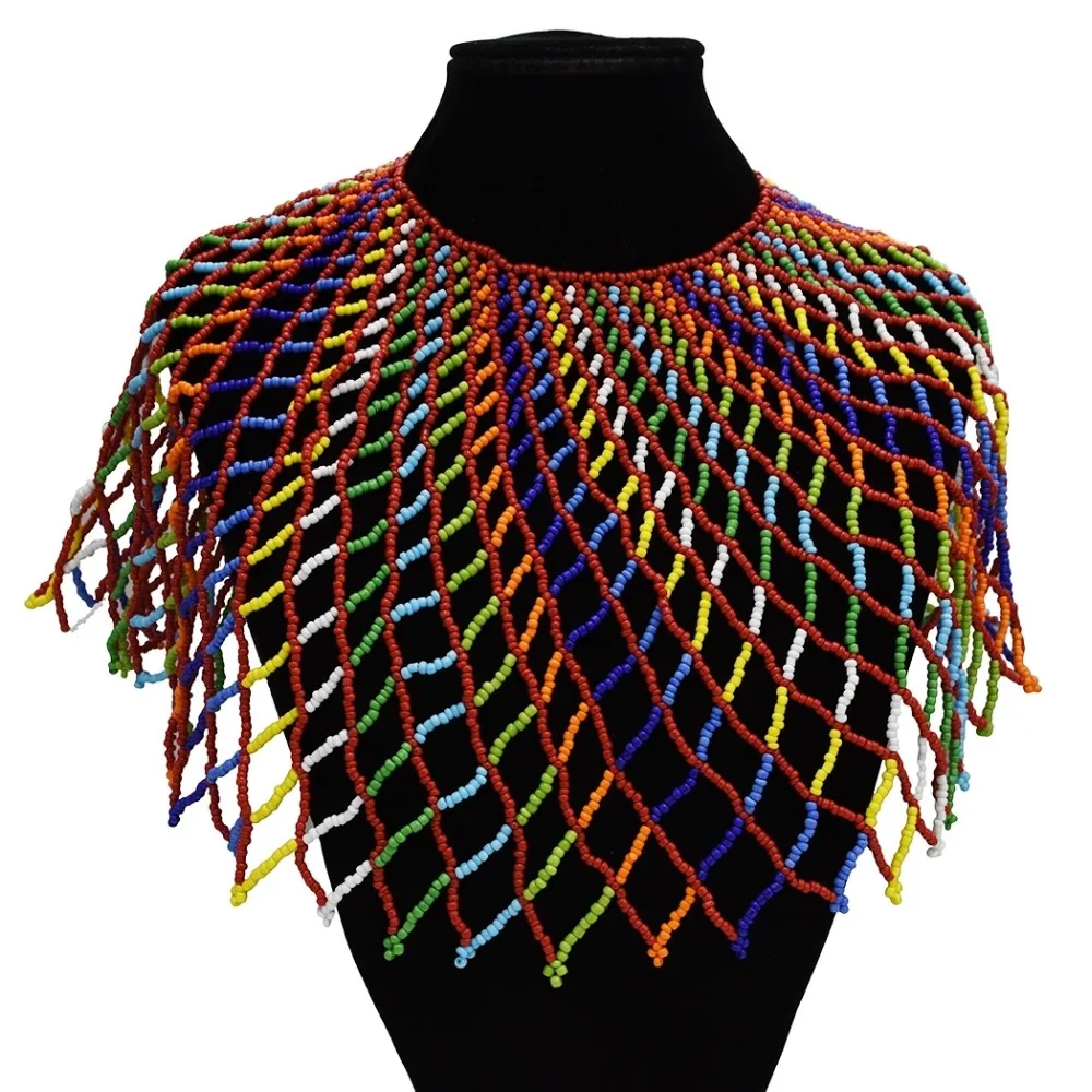 

Resin Big Long Bohemian Colorful Necklace For Women Acrylic Beaded Multilayer Collier Necklace African Egyptian Indian Jewelry