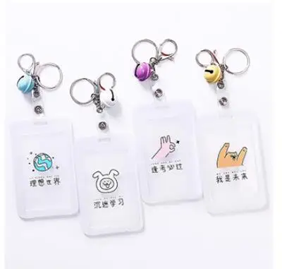 Coloffice Kawaii милые, Мультяшные, прозрачные держатель для карт комплект Творческий текст Твердый переплет студентов автобус карты карточка для кампуса держатель случайный - Цвет: Random 1