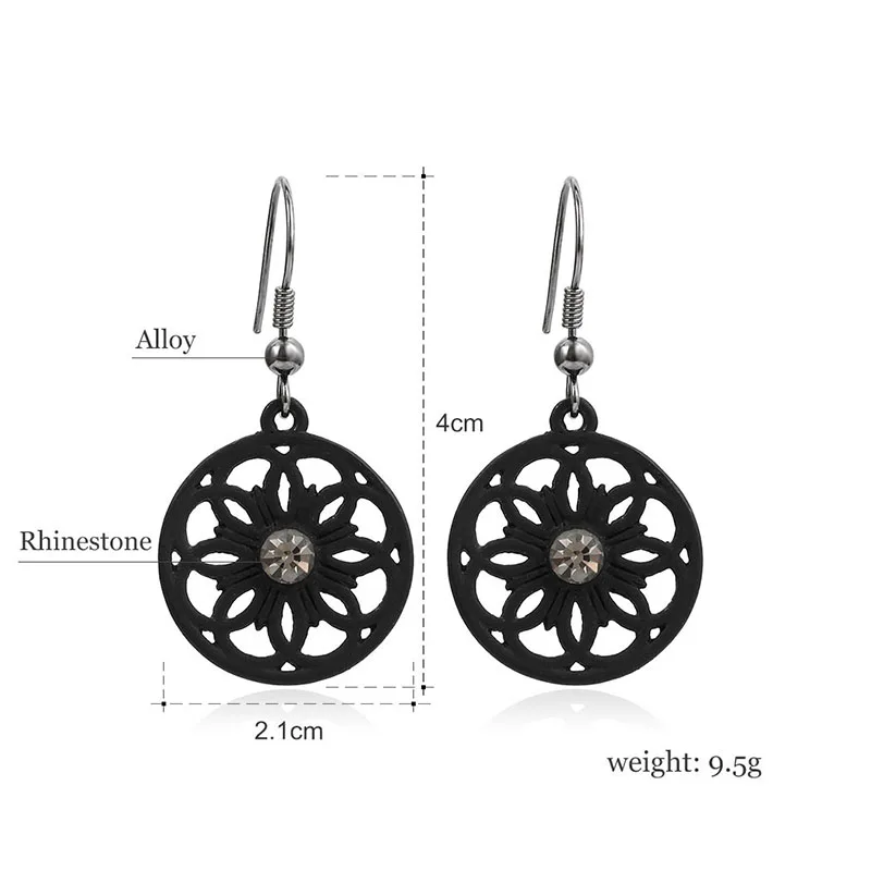 Модные женские Украшения винтажная ЭТНИЧЕСКАЯ подвеска Чарм черные серьги с