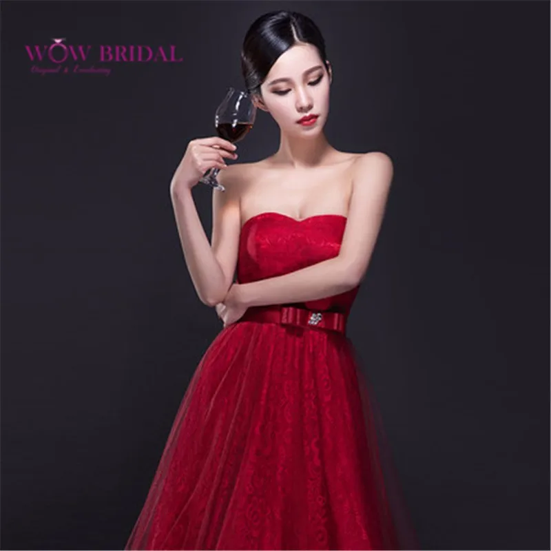 Wowbridal бордовое длинное вечернее платье красное милое кружевное до пола