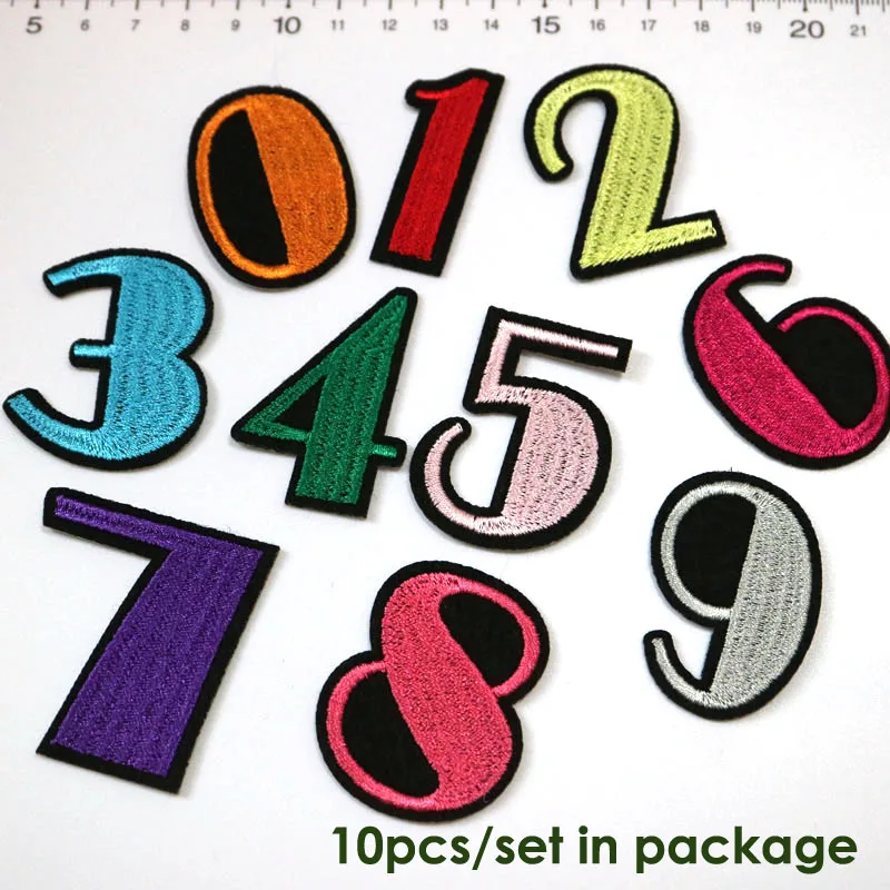 10 шт./компл. патчи с картонными цифрами для утюга одежды маленькая вышивка